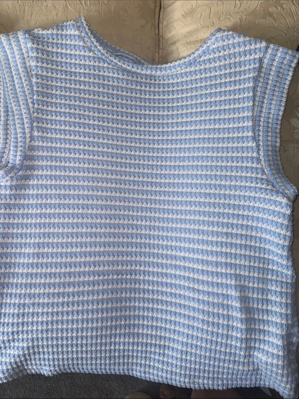 SHEIN Women’s Sleeveless Waffle Three top bundle- Blue& White, Sage and navy.